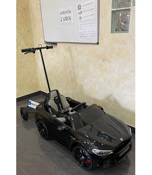 Coche a batería BMW M5 12V con plataforma para padres, lacado en negro - LE9585